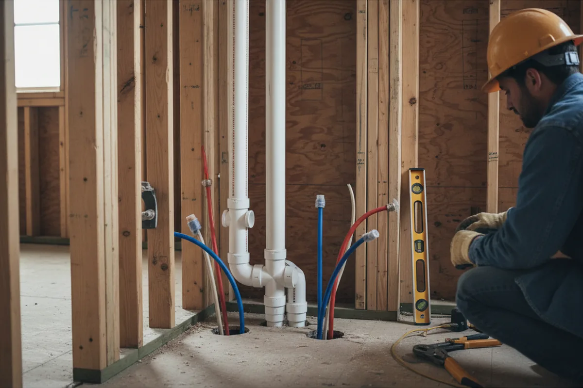 Drain and supply rough-in during Drain Cleaning in Ethelsville