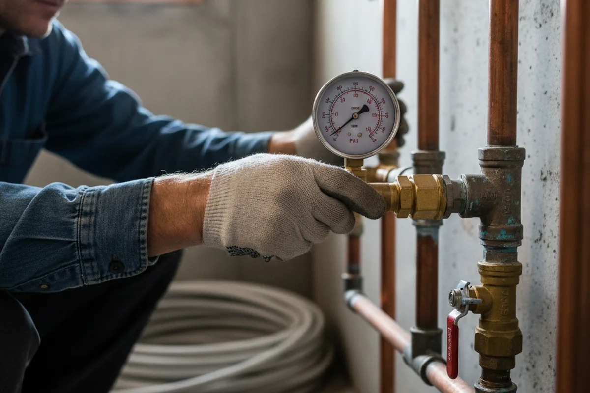 Pressure testing a repaired line during Water Line Repair in Ethelsville